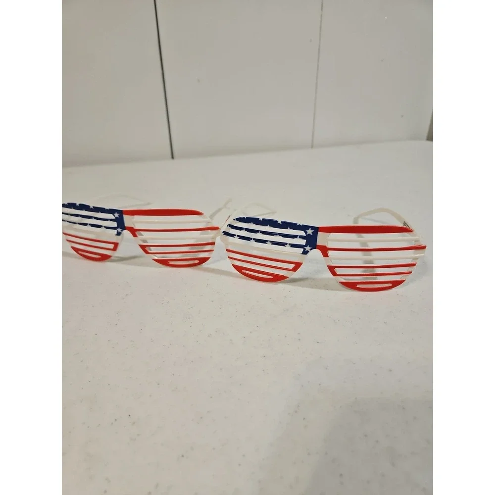 4th of july U.S.A flag hip‎ hop sunglasses 2 Pair Red White Blue Sonic Logo New